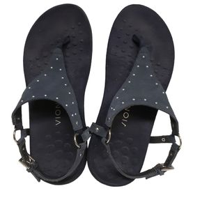 Vionic Navy Margot Suede Adjustable Studded Womens Sandals Size 8 Pre-owned